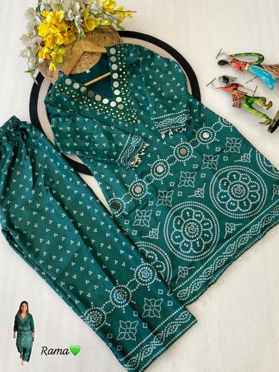 Mirror Work Bandhani Co-ord Set