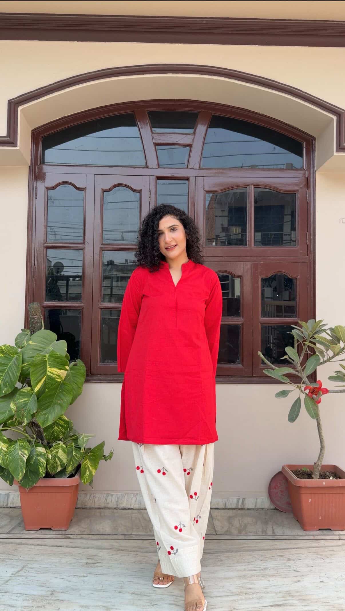 Cherry embroidered Farshi Salwar Suit Set