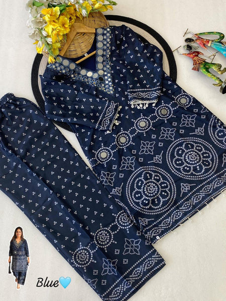 Mirror Work Bandhani Co-ord Set