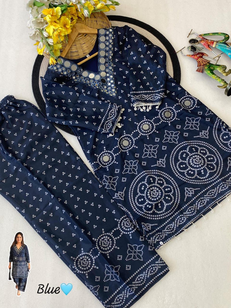 Mirror Work Bandhani Co-ord Set
