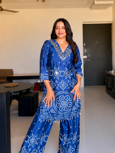Mirror Work Bandhani Co-ord Set