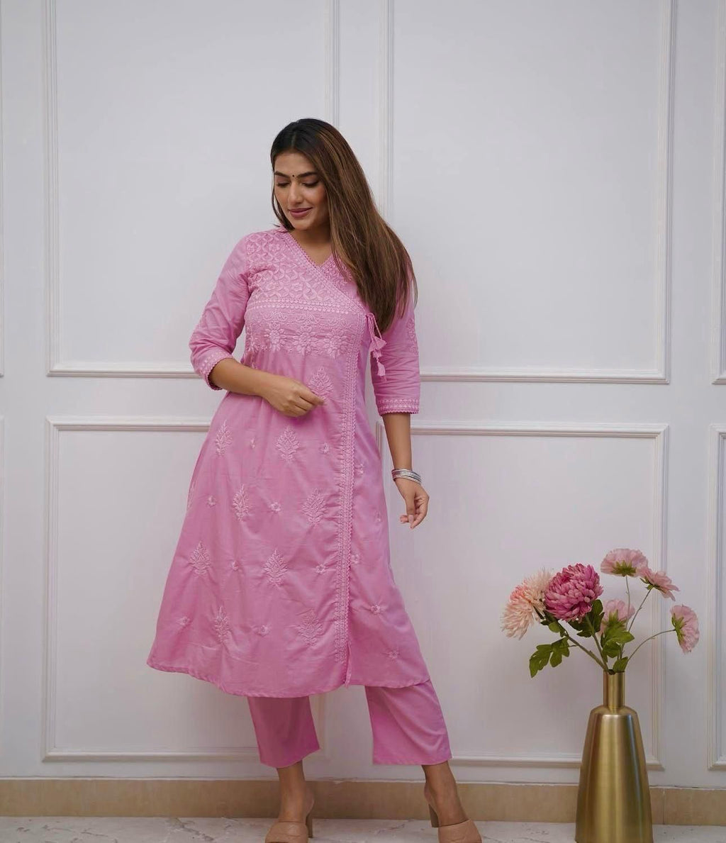 Chikankari Angarkha Style Co-ord Set