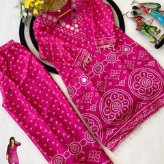 Mirror Work Bandhani Co-ord Set
