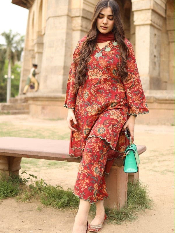 Printed Suit Set with Dupatta