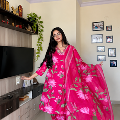 Kamal Ka Phool  Suit Set with Lace Detailing