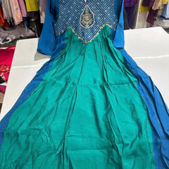 Emerald Green & Royal Blue Embroidered Kurta Pant Set with Dupatta