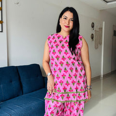 Gulabo- Pink floral Farshi Salwar Co-ord Set