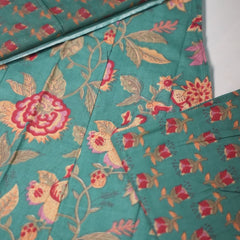 Rama Green Cotton Suit Piece with Phool Print