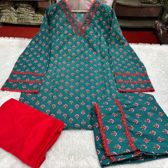 Gulnaar Teal Printed Farshi Salwar Set