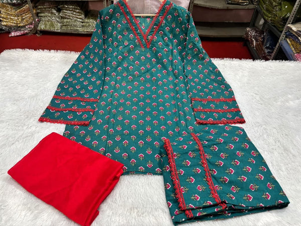 Gulnaar Teal Printed Farshi Salwar Set