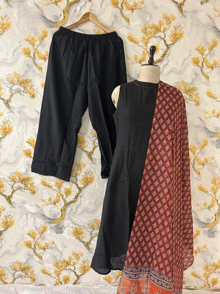 Black Piku Style Halter Suit Set