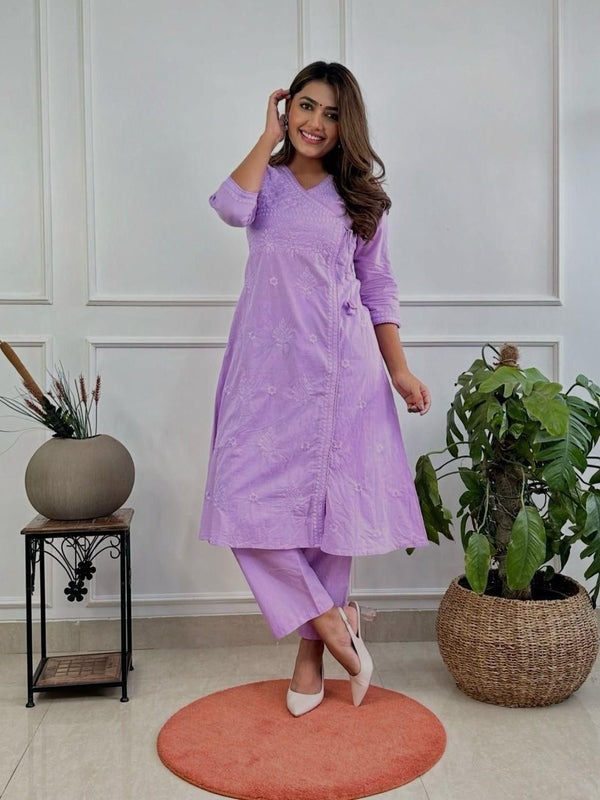 Chikankari Angarkha Style Co-ord Set
