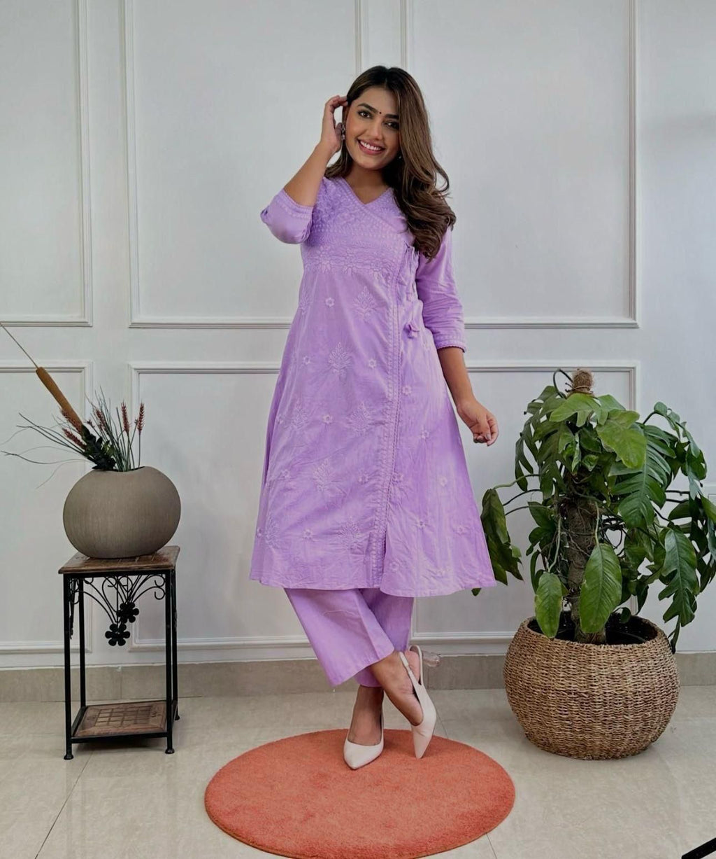 Chikankari Angarkha Style Co-ord Set