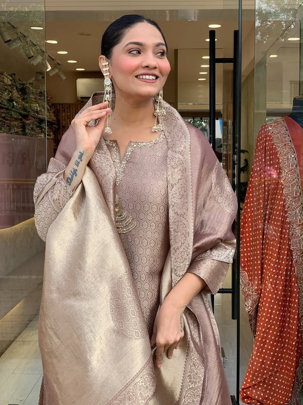 Mauve Nazakat – Woven Festive Kurta Set