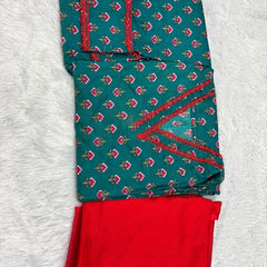 Gulnaar Teal Printed Farshi Salwar Set