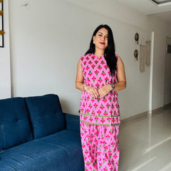 Gulabo- Pink floral Farshi Salwar Co-ord Set