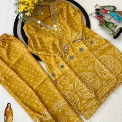 Mirror Work Bandhani Co-ord Set