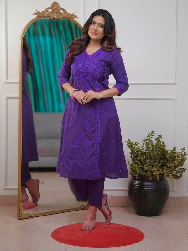 Chikankari Angarkha Style Co-ord Set