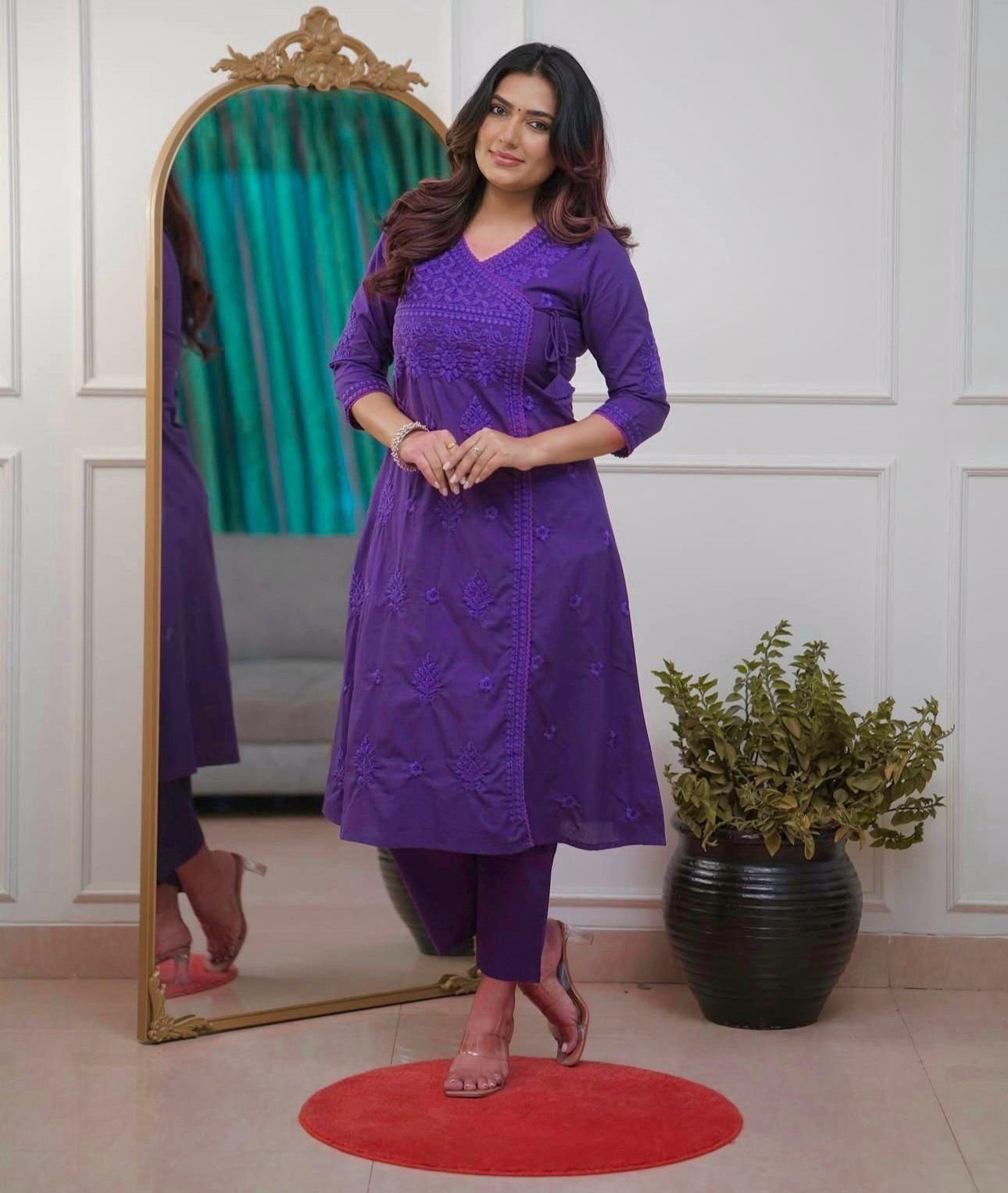 Chikankari Angarkha Style Co-ord Set