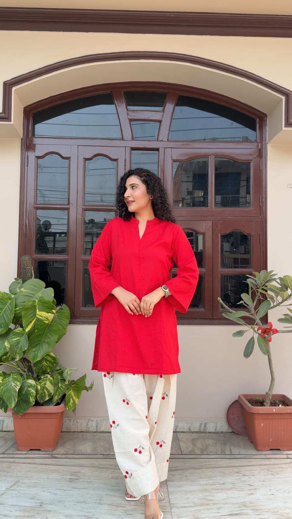 Cherry embroidered Farshi Salwar Suit Set