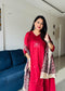 Gul-e-Noor Cotton Kurta Set | Wine with Printed Dupatta