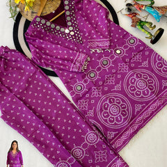Mirror Work Bandhani Co-ord Set