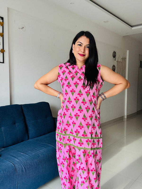 Gulabo- Pink floral Farshi Salwar Co-ord Set