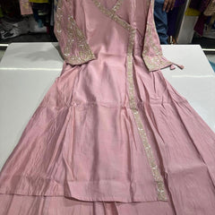 Blush Pink Embroidered Angarkha Style Suit Set