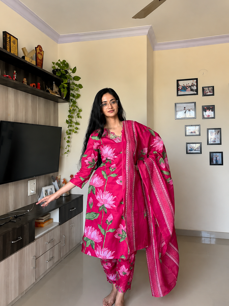Kamal Ka Phool  Suit Set with Lace Detailing