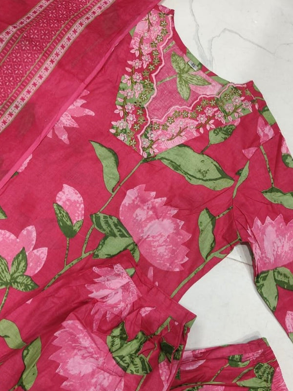 Kamal Ka Phool  Suit Set with Lace Detailing
