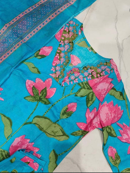 Kamal Ka Phool  Suit Set with Lace Detailing