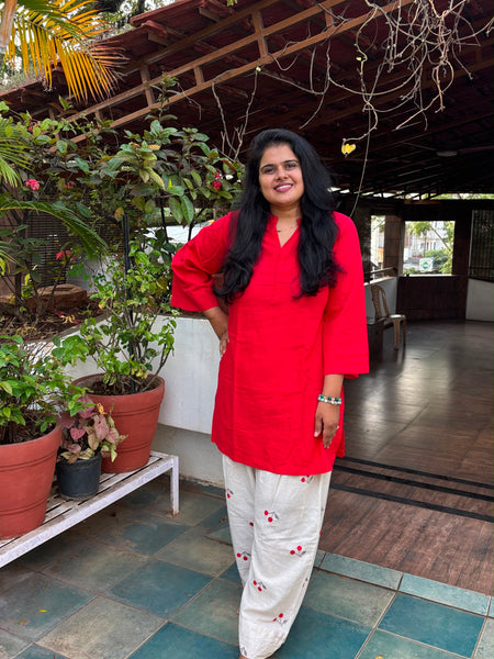 Cherry embroidered Farshi Salwar Co-ord Set