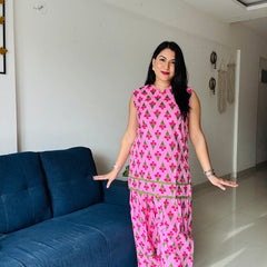 Gulabo- Pink floral Farshi Salwar Co-ord Set