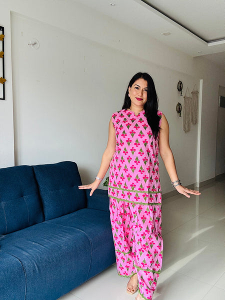 Gulabo- Pink floral Farshi Salwar Co-ord Set