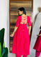 Fuchsia Pink Embroidered Anarkali Co-ord Set with back detailing
