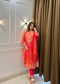 Coral Printed Embroidered Kurta Set with Dupatta
