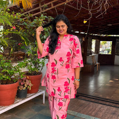Pink Floral Ethnic Comfort Kurta Pant Set 🌸