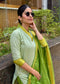 Sage Green Handwoven-Style Kurta Set with Green Dupatta