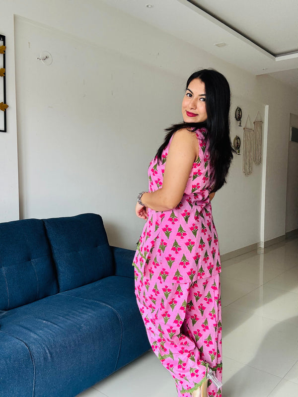 Gulabo- Pink floral Farshi Salwar Co-ord Set