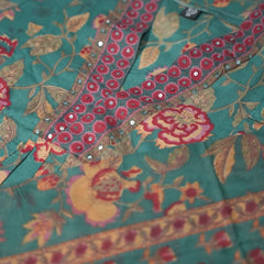 Rama Green Cotton Suit Piece with Phool Print
