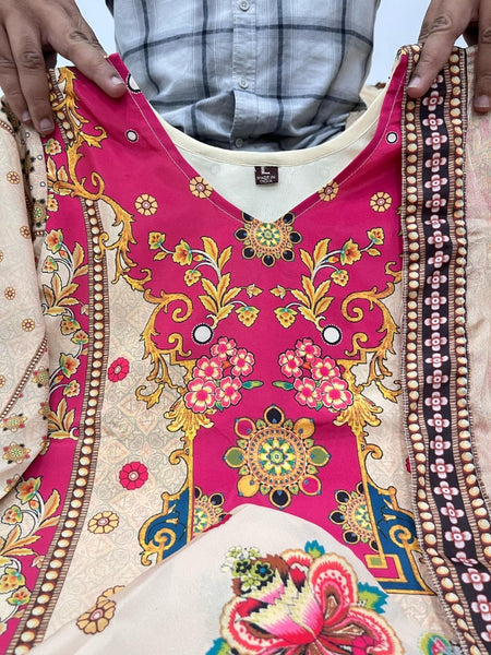 Festive Multicolour Printed Muslin Cotton Suit Set
