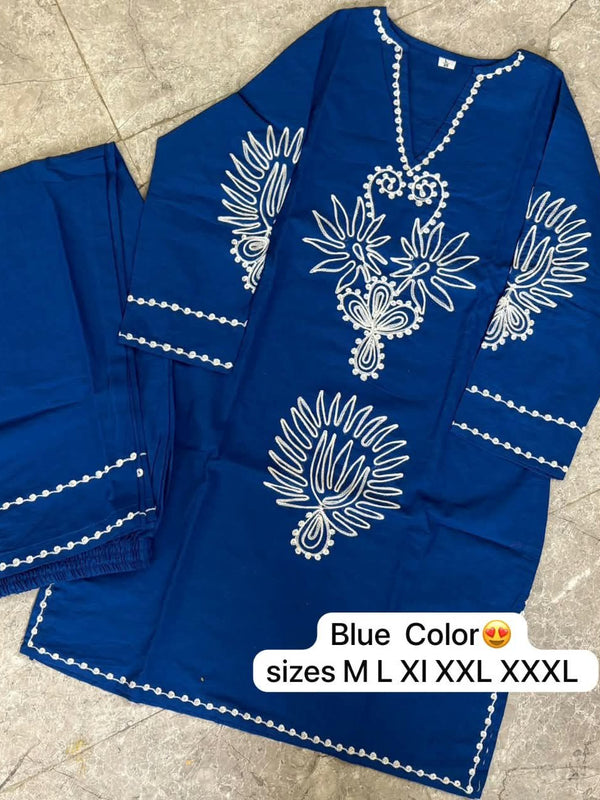 Chikankari Embroidered Kurta Set with Matching Pants