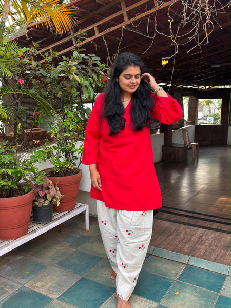 Cherry embroidered Farshi Salwar Co-ord Set