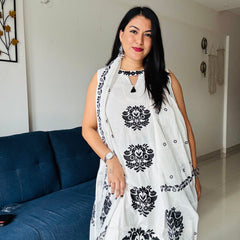 Nazakat Ivory Cotton Kurta Set | Handblock Print