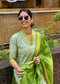 Sage Green Handwoven-Style Kurta Set with Green Dupatta
