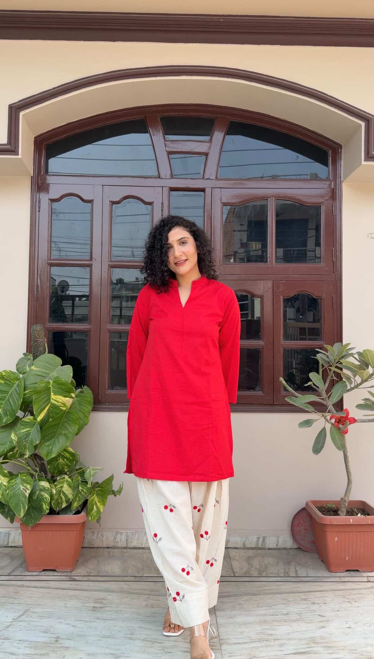 Cherry embroidered Farshi Salwar Suit Set