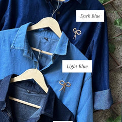 Bow Embroidered Denim Shirt | Free Size