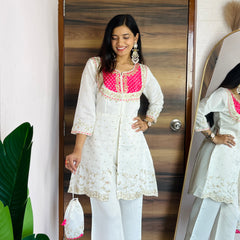 Ivory white Floral Printed Suit Set