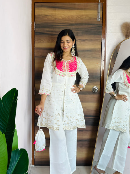 Ivory white Floral Printed Suit Set