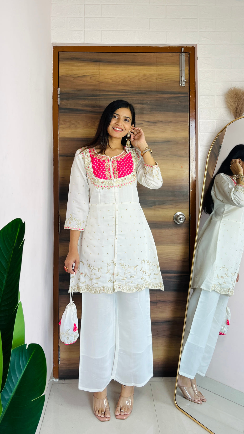 Ivory white Floral Printed Suit Set